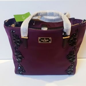 Beautiful deep plum Kate Spade Nylon Jeweled Handbag